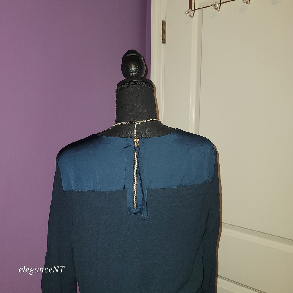 H&M Dark Blue Long Sleeve Dress Sz: 12 - Picture 9 of 10